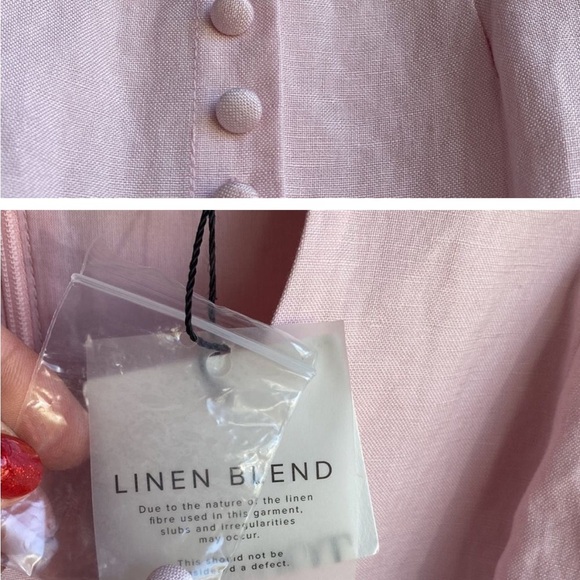 NWT - Bardot Talullah Mini Button Front
Linen Blend Dress in Soft Pink - Picture 3 of 5